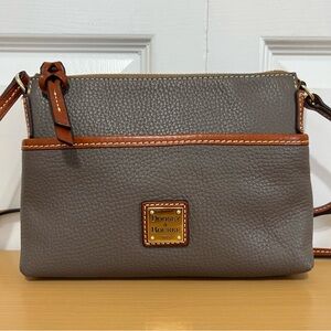 Dooney & Bourke Pebble Grain Leather Crossbody Bag Taupe Dark Gray